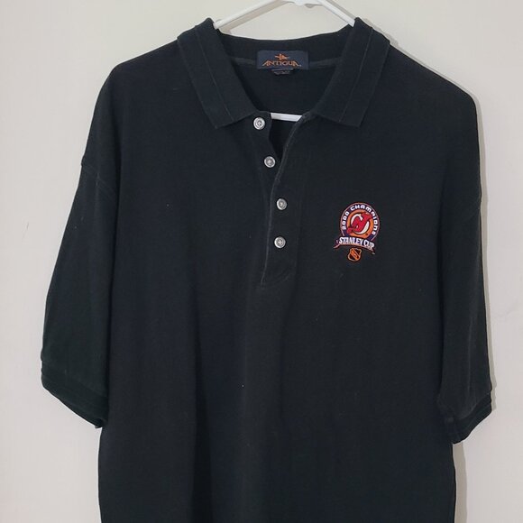 New Jersey Devils 2000 Stanley Cup Champions Antigua Black Golf Polo Large - Picture 1 of 6